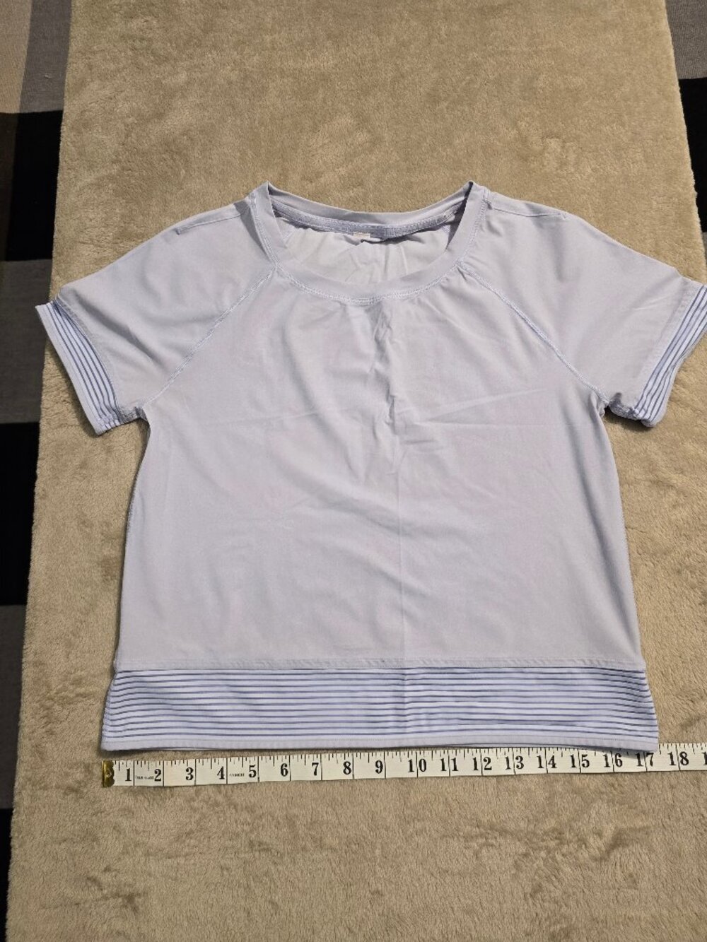 Lululemon Stripe in Stride Short Sleeve - Serene Blue Heather - Size 6 / S